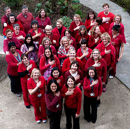 Sonoma Valley Hospital staff members show they’re all heart in advance of February’s special health activities. Photo by Bonnie Durrance