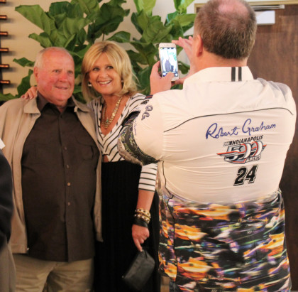 A.J. Foyt greets fans at the opening of the Foyt Wine Vault. (Sarah Stierch, CC BY 4.0)
