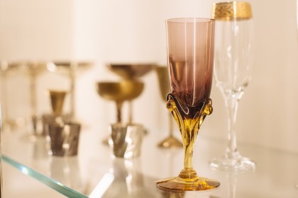 One of thousands of champagne glasses collected by Gloria Ferrer, which are on display at the newly renovated tasting room (Michael B. Woolsey for Gloria Ferrer)