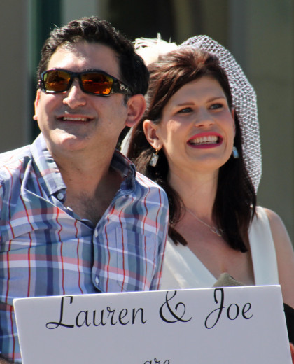 Lauren and Joe would get married just a few hours after riding in the parade for Sonoma's Cottage Inn & Spa (Sarah Stierch, CC BY 4.0)