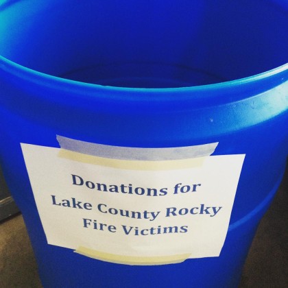 Big blue donation bins are accepting donations at Epicurean Connection, Community Cafe and Barking Dog Roasters & Cafe