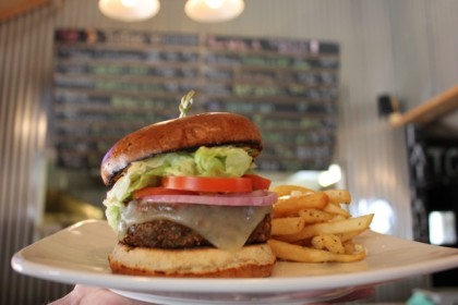 Falafel burger at Palooza, Kenwood, California.jpg