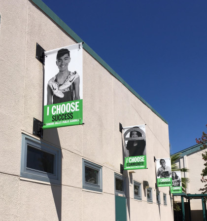 In addition to ringing Sonoma Plaza, 'I Choose' banners proudly fly at Sonoma Valley High School