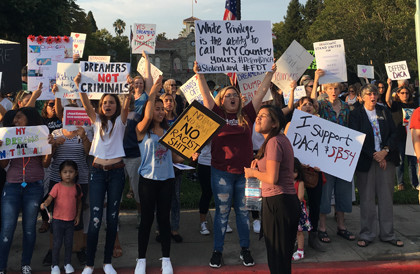 A pro-DACA rally drew a large crowd to Sonoma Plaza on September 8. 
