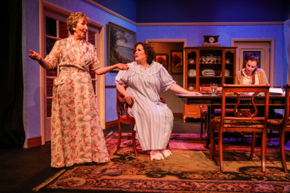 Rhonda Guaraglia, Jill Wagoner and Isabelle Grimm in character – one of many they each create – in the Sonoma Arts Live production of “The Dining Room.”
