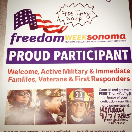 Look for these signs at local businesses to see who is participating in Freedom Week (Sweet Scoop's Facebook)