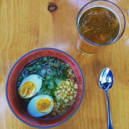 A bowl of ramen-inspired bone broth soup at the Kenwood Restaurant