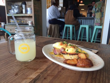 The "Ace of Spades" with homemade lemonade at Fremont Diner (Photo: Sarah Stierch)