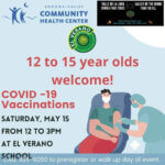 Saturday, May 15: Vax clinic for 12-15 year-olds