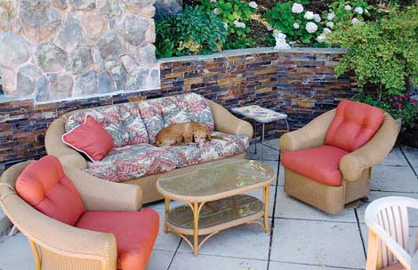 Ryan Lely/Sonoma Valley Sun <BR>The Gallovich-Cutler household opted for all-weather wicker with an outdoor fabric for the cushions.