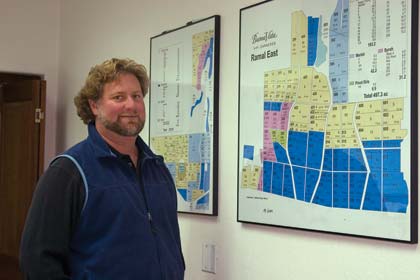 Photo by Caroline Hall. Jeff Stewart, winemaker, produced a map of the different varieties of grapes within the vineyard.