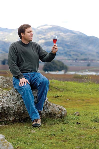 Axel Schug, marketing director for Schug Carneros Estates, takes in the color of their Rouge de Noir.